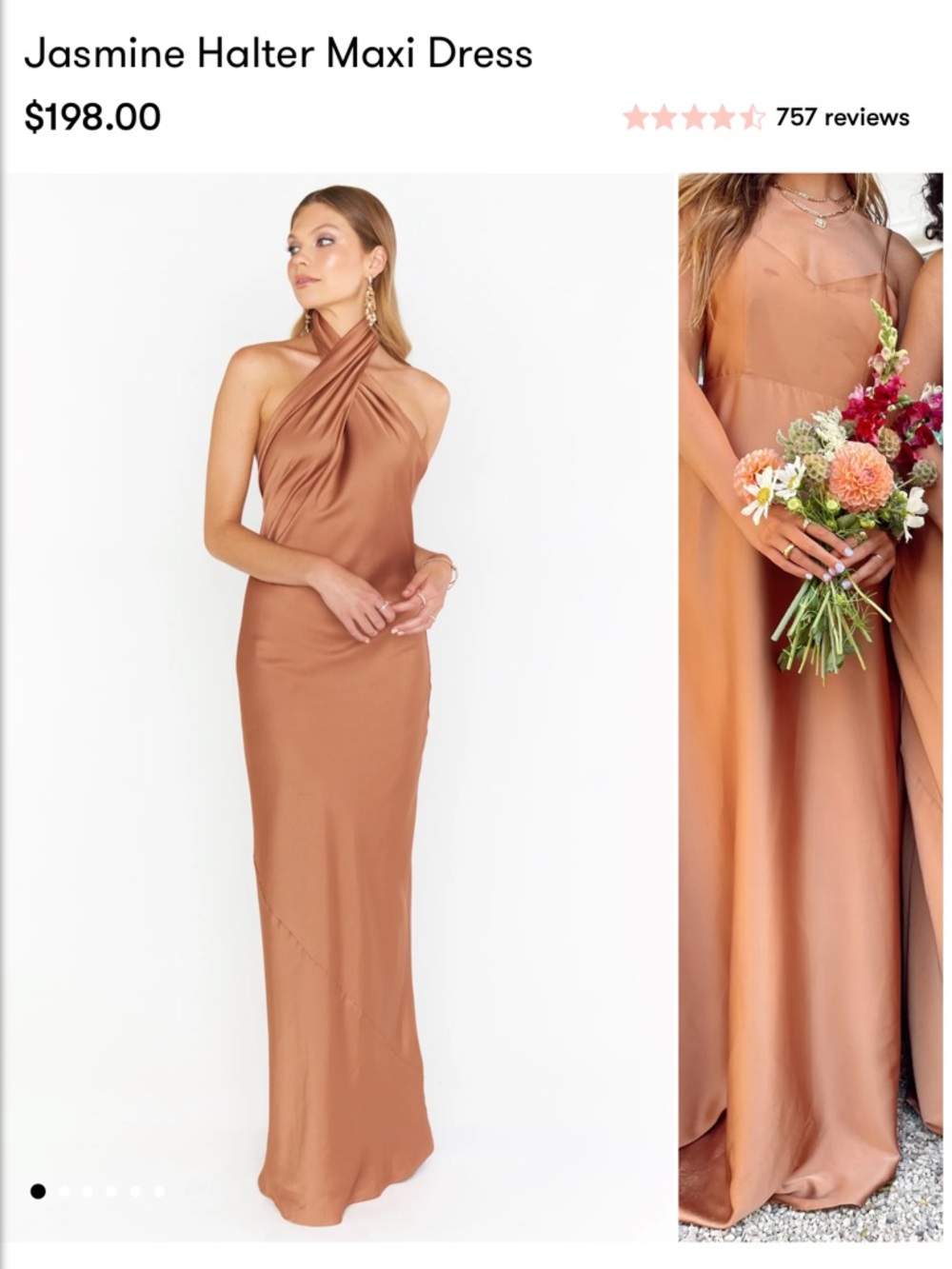 Show Me Your MuMu Jasmine Halter Maxi Dress - Copper Luxe Satin